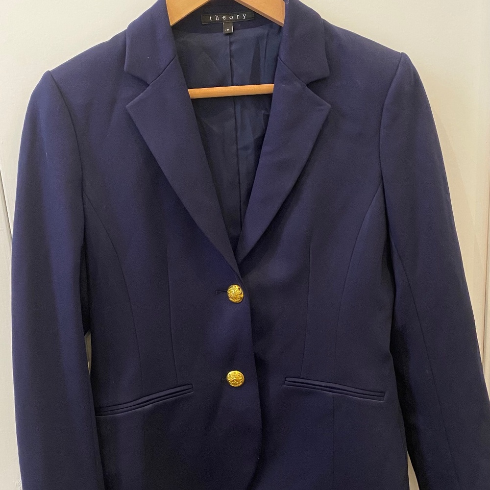 Theory Women's Navy Blazer w/ Gold Buttons